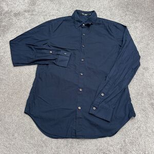 BLK DNM Button Down Shirt Mens Small Navy Blue Long Sleeve Cotton Casual Outdoor